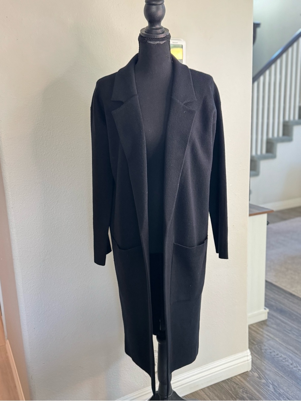 J.Crew Black Merino Wool Blend Longline Sweater Coat – XXS